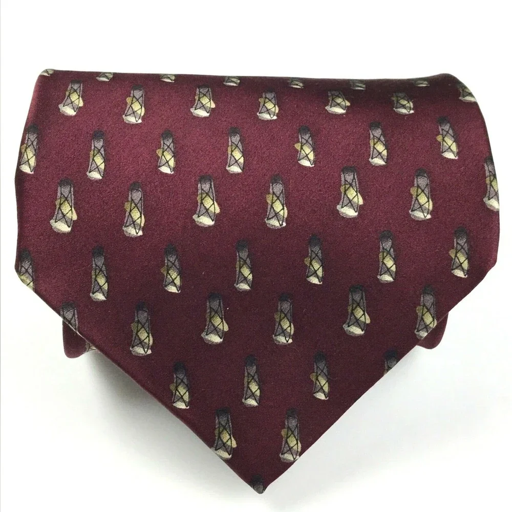 JERRY J GARCIA1996 Men's Silk Necktie Lady with Argyle Socks #14 Burgundy Tie